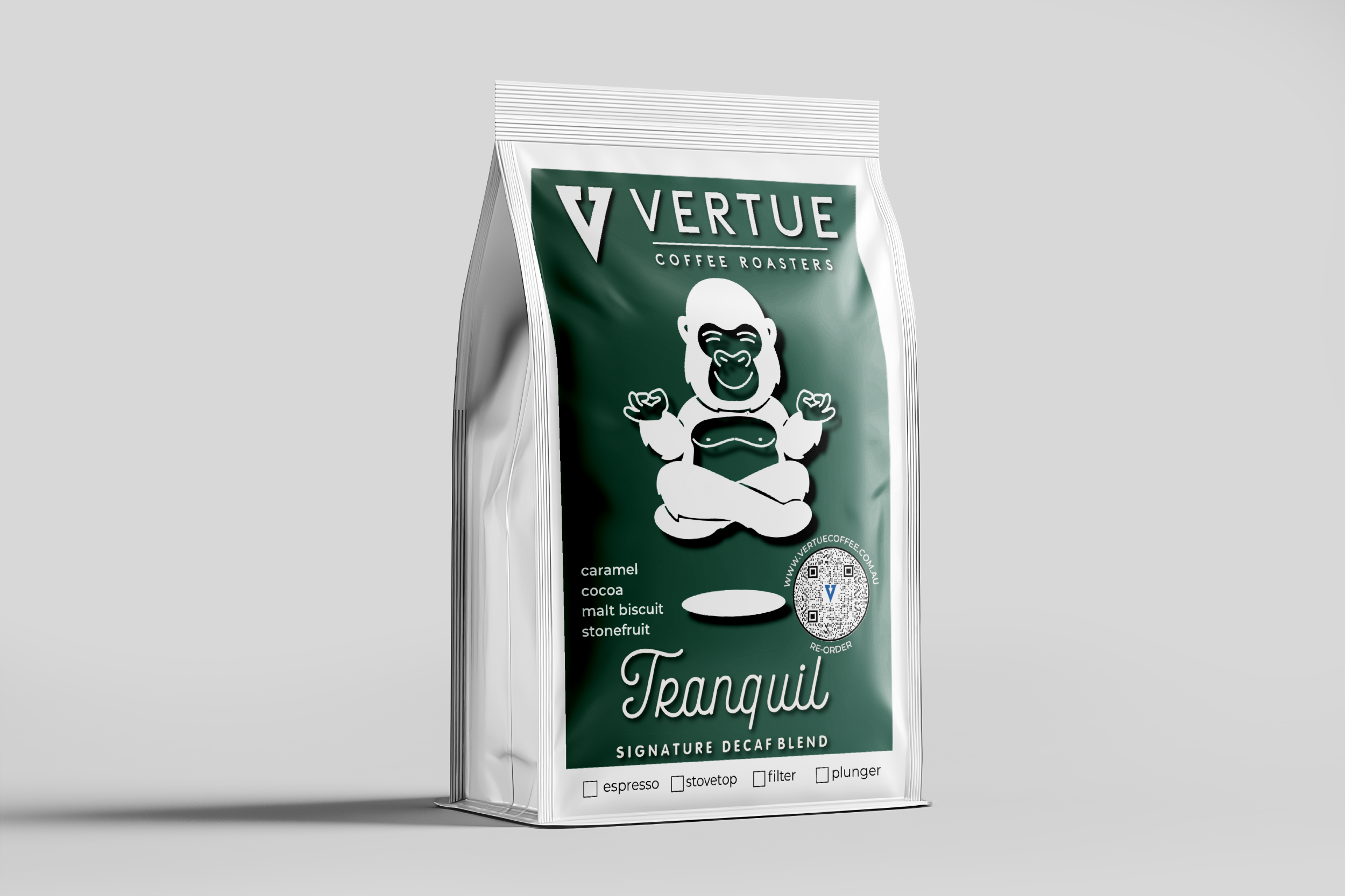 Tranquil DECAF Espresso Blend — Beans | Vertue Coffee Roasters
